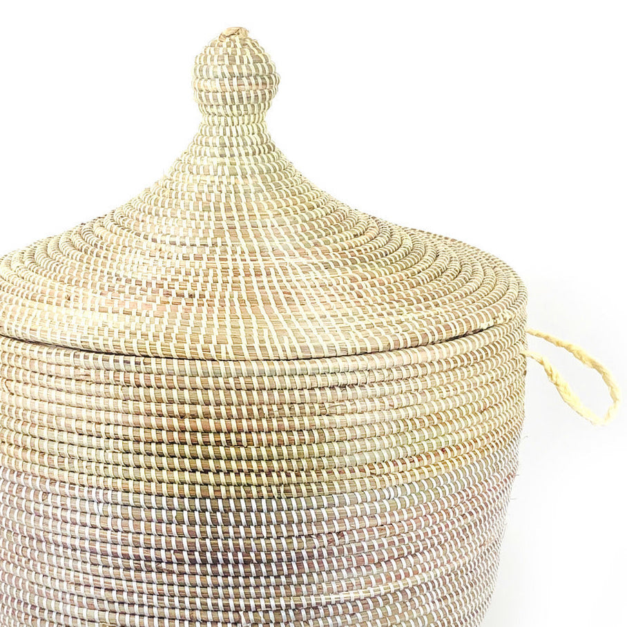 Low Storage Two-Tone Basket - Natural + White 3