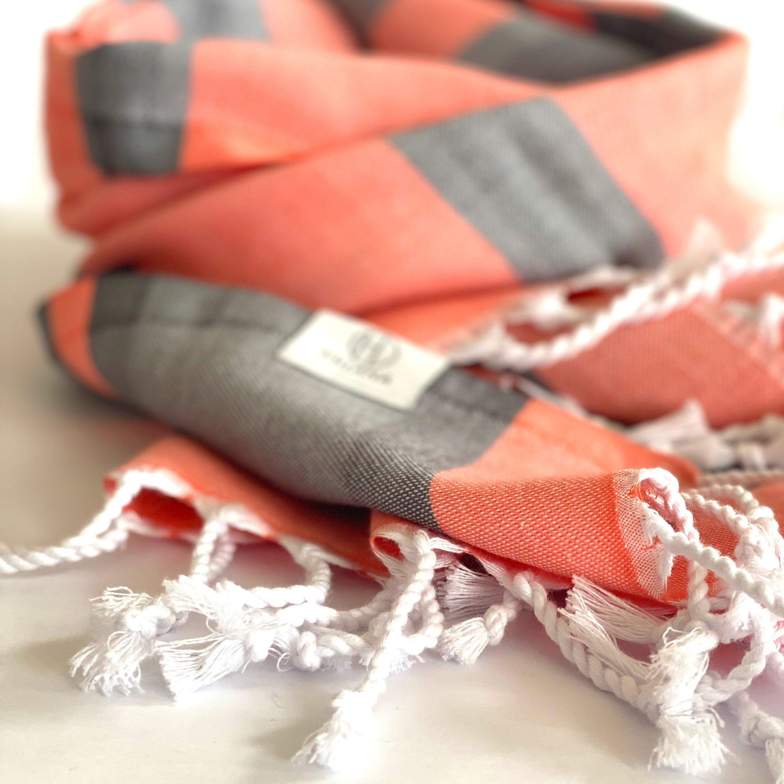 Samara Gray - Orange Turkish Towel 5