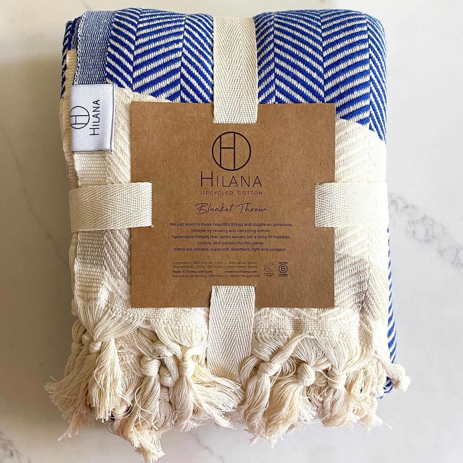 Pipa Sustainable Hand-loomed Throw Blanket - Blue 6