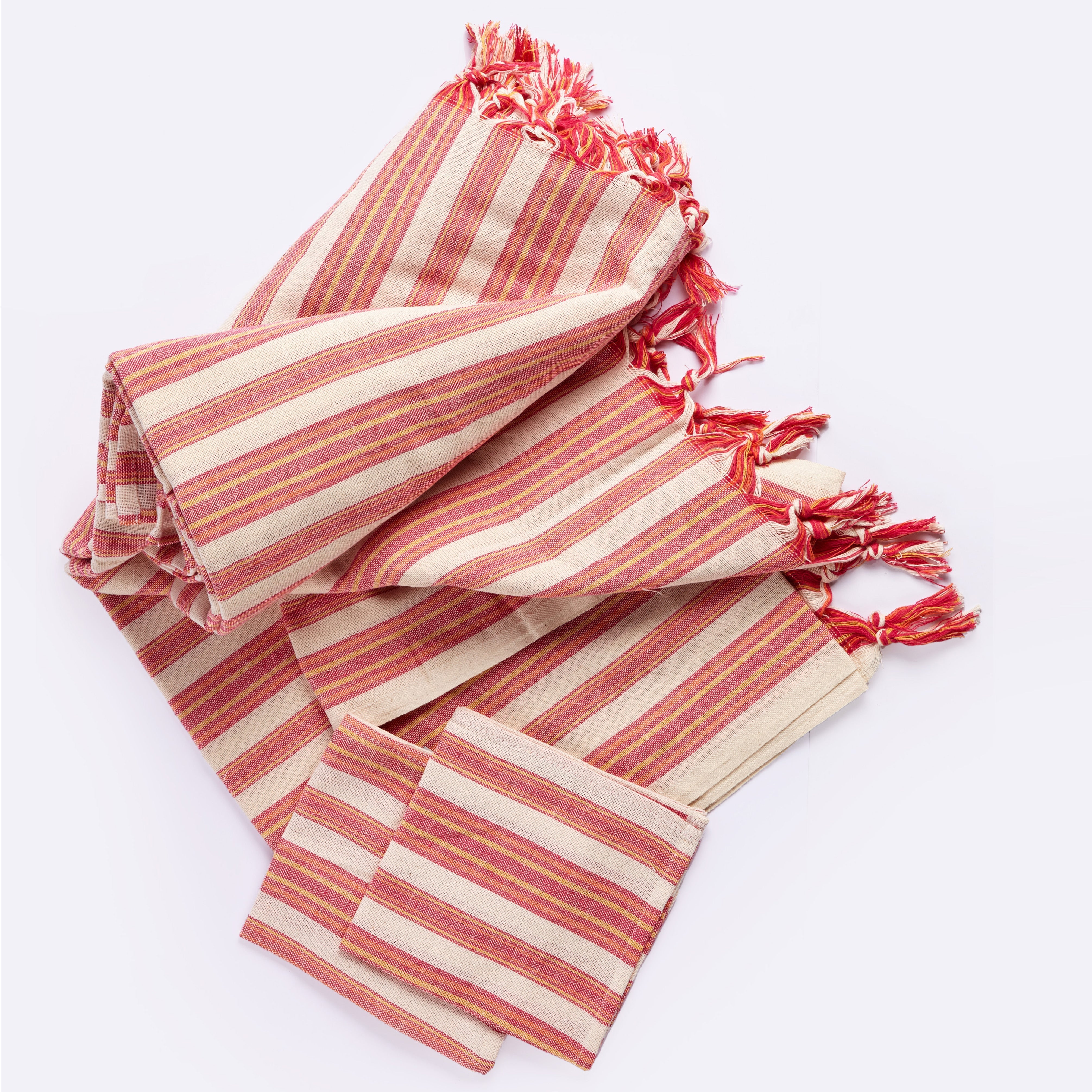 Andana Striped Tablecloth Set - Magenta 6