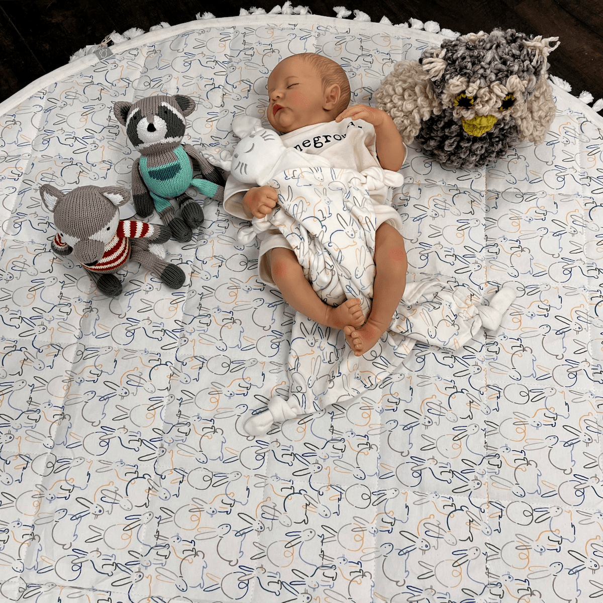 Organic Play Mat | Round | Bunnies 4