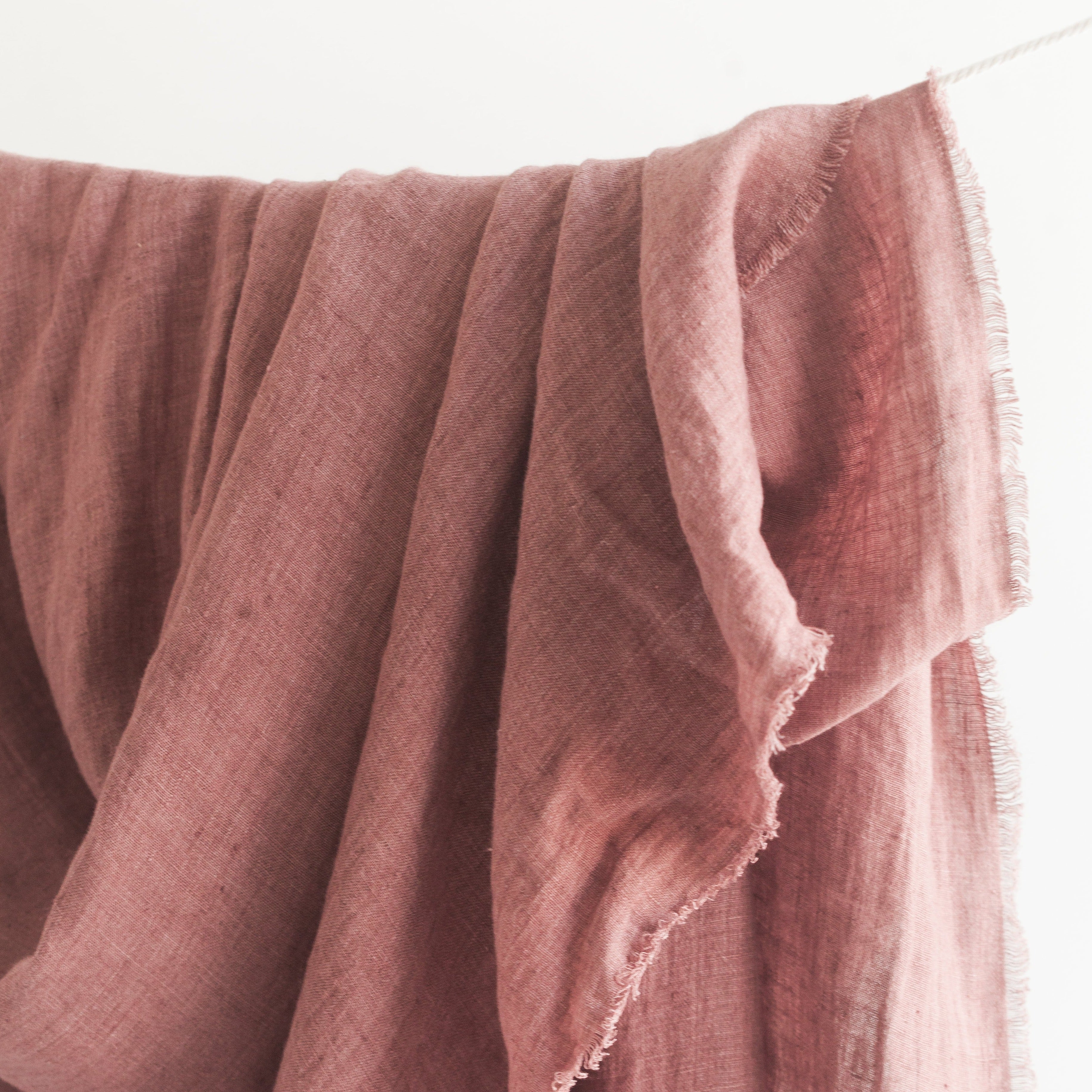 Stone Washed Linen Throw - Ash Rose 5