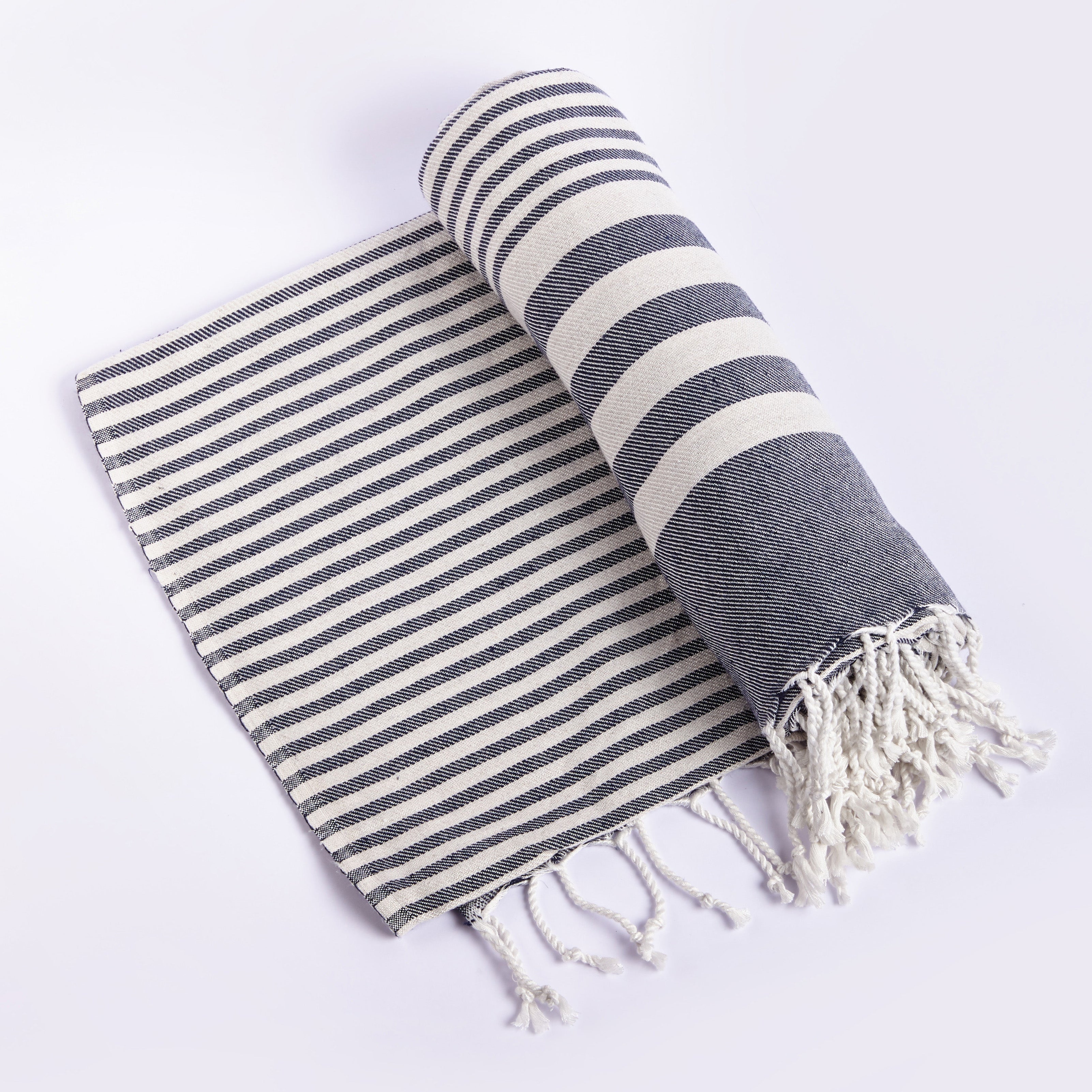 Fethiye Striped Blanket Throw - Blue 6