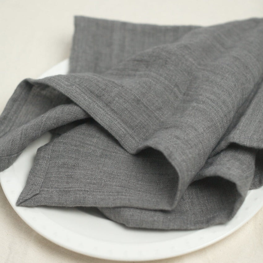 Stone Washed Linen Napkins, Oyster - set of 4 6