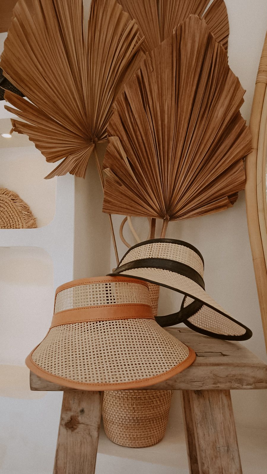 Sumi Leather and Cane Rattan Visor 5