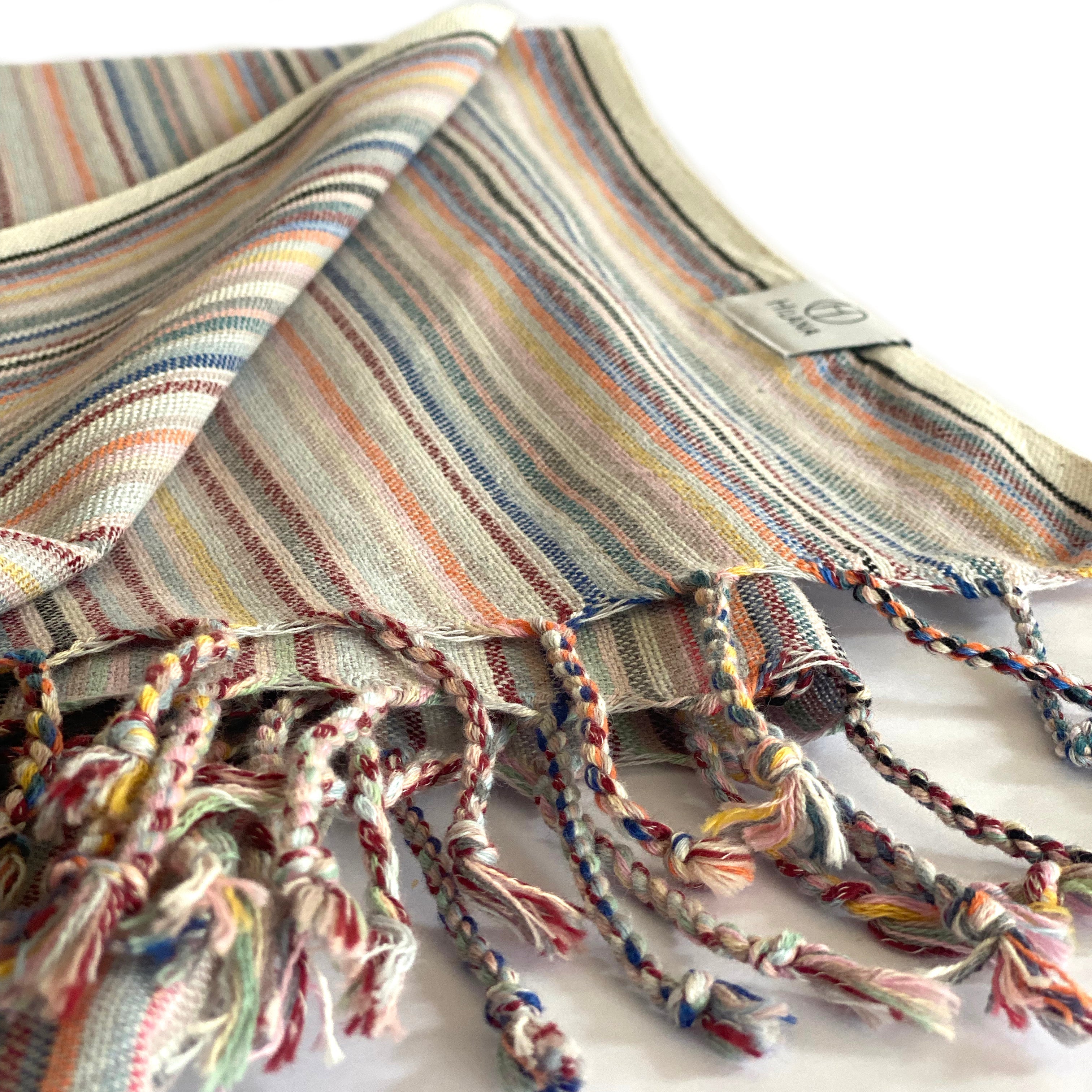 Casablanca Sustainable Striped Turkish Towel / Blanket Beige 5