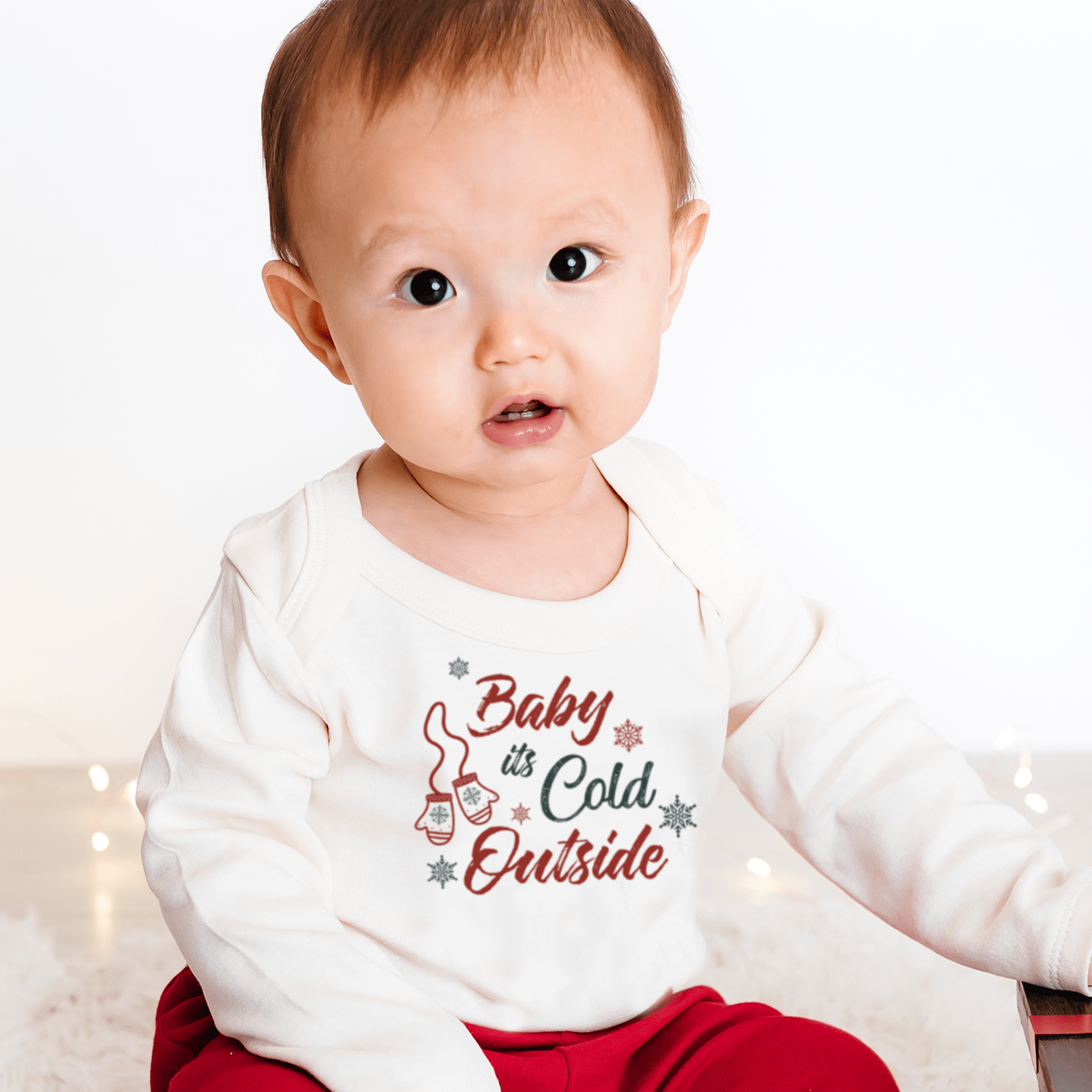 long sleeve graphic bodysuit | baby its cold outside 3