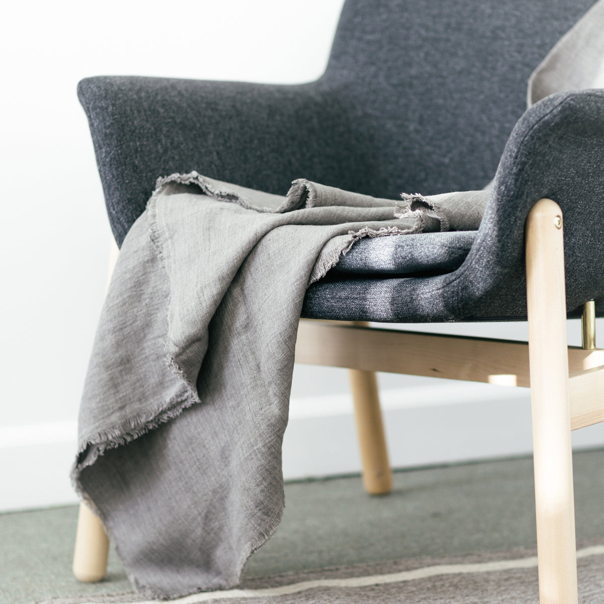 Stone Washed Linen Throw - Oyster 5