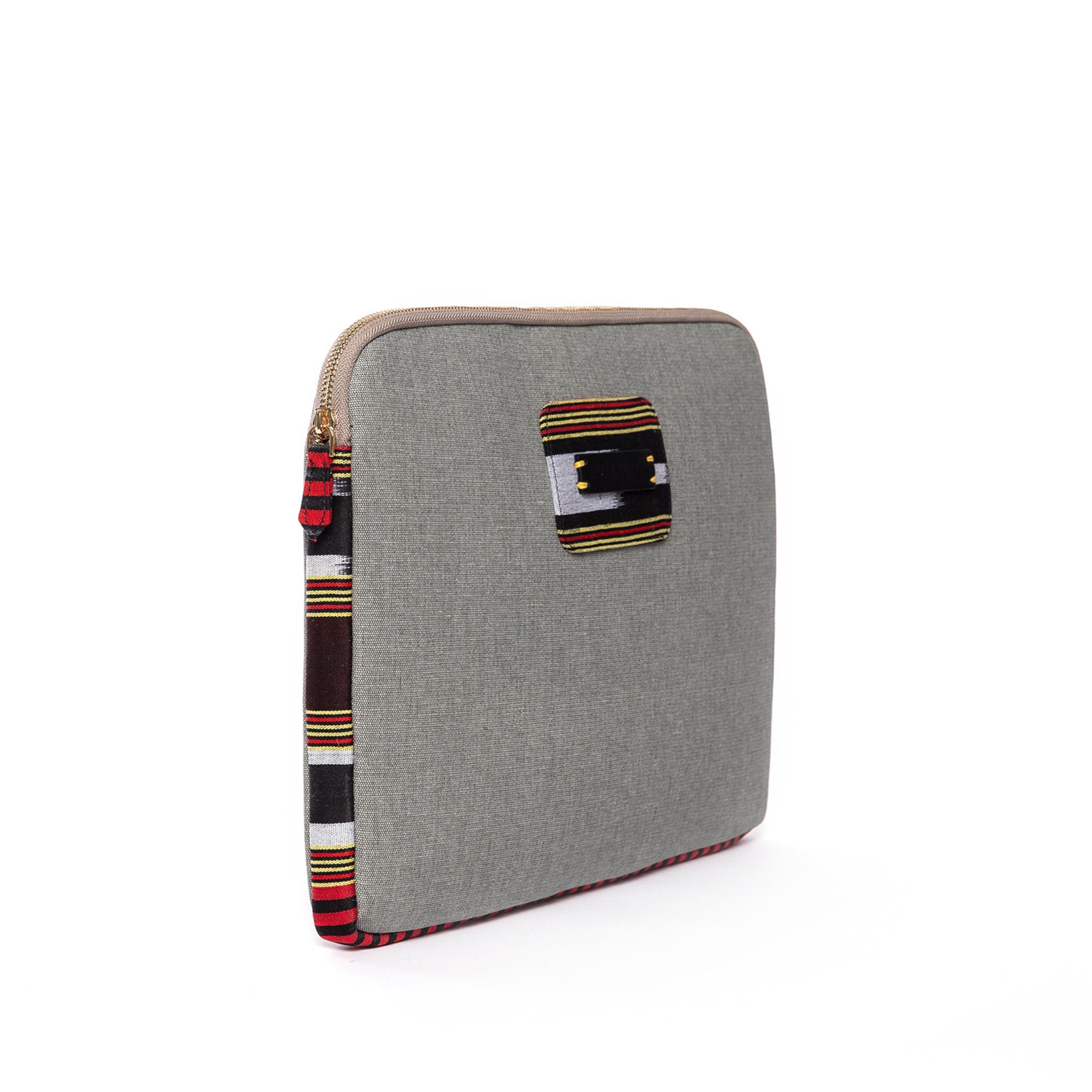 Zipped, Patterned, Gray Canvas Laptop Case for 13" 14" 4