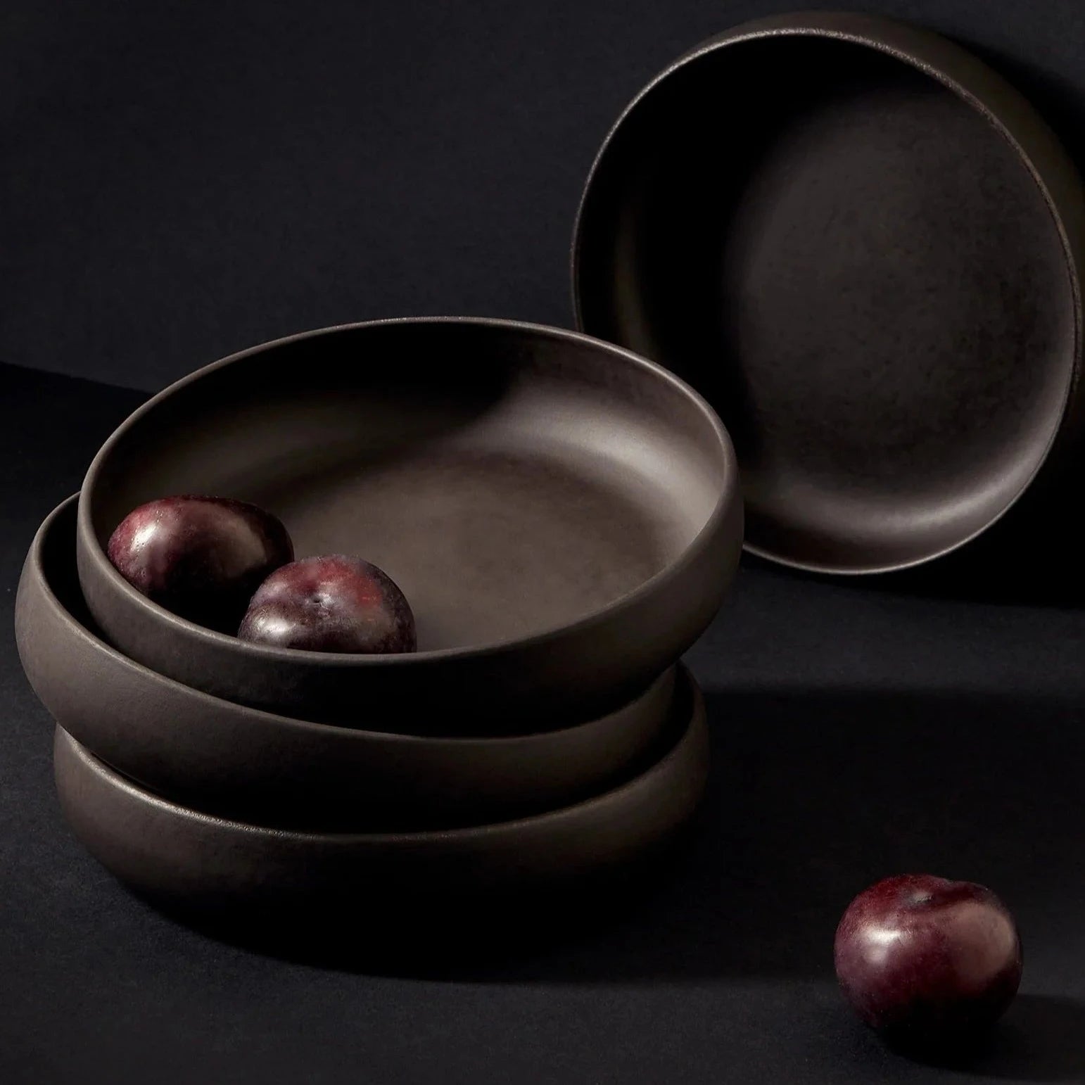 S/4 Tunisian Pasta Bowls - Matte Black 3