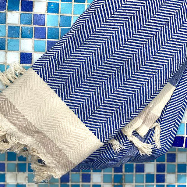 Pipa Sustainable Hand-loomed Throw Blanket - Blue 8
