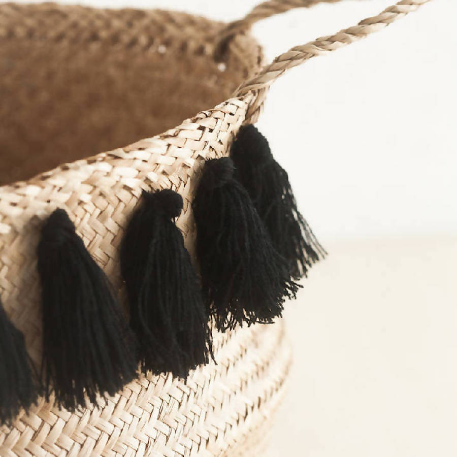Black Tasseled Belly Baskets 3