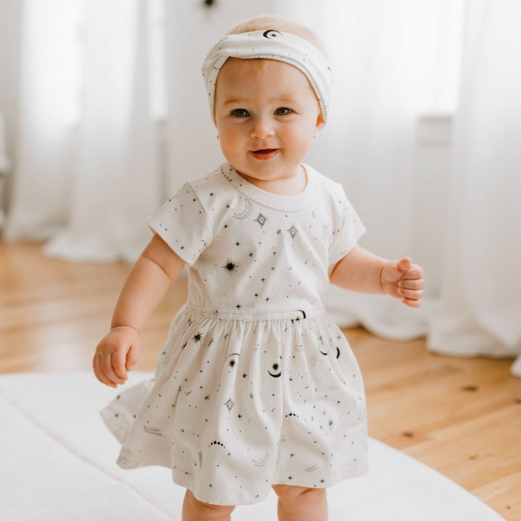 short sleeve twirl dress | celestial 8