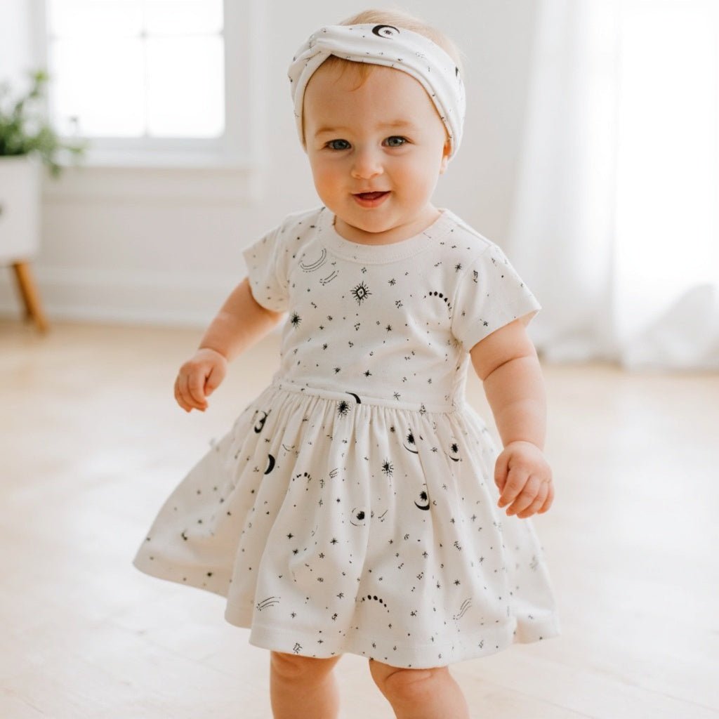 short sleeve twirl dress | celestial 9
