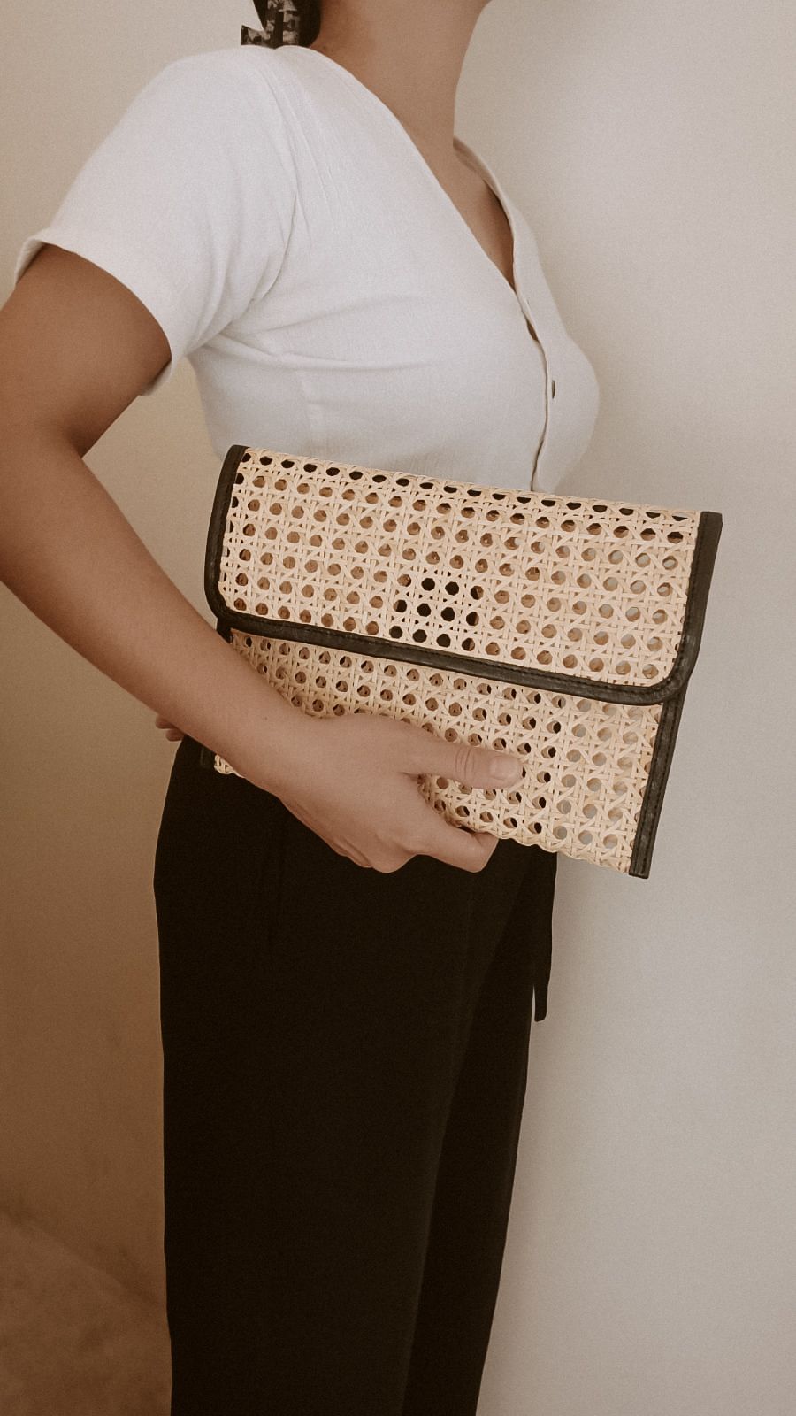 Eva Leather and Rattan Clutch 5