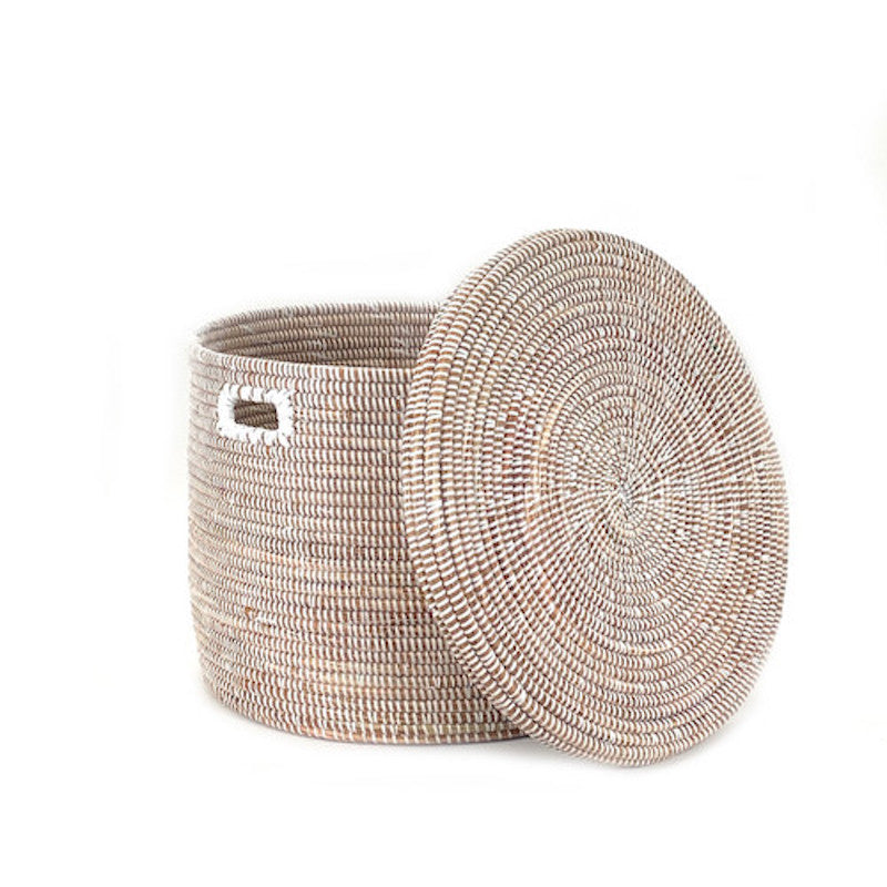 White Flat Lid Floor Basket 3