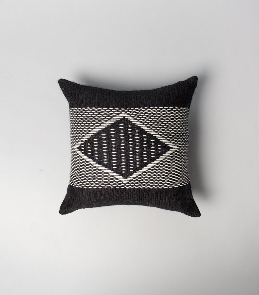 Diamante Square Textile Small Pillow in Black 6