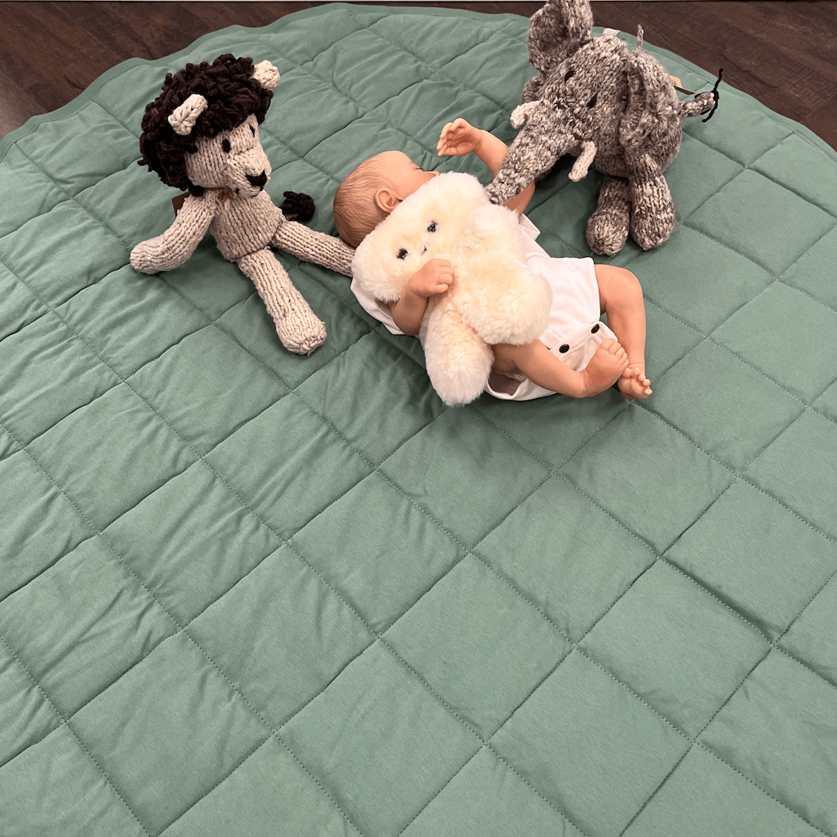 Organic Play Mat | Round | Basil Green 4
